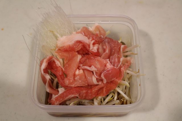 IMG 1357 豚もやしのはるさめ煮。レンジで簡単つくりおき常備菜レシピ。