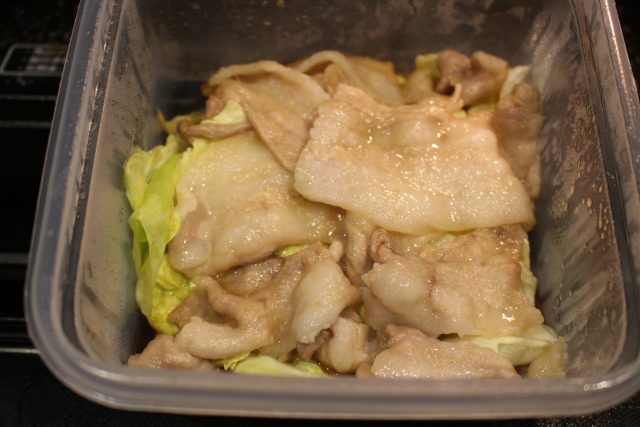 IMG 4212 自家製レンジアップ惣菜（生から惣菜）の作り方。豚バラキャベツの甘酢だれ