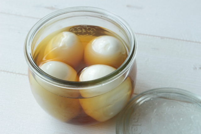 IMG 0656 人気の作り置き常備菜。だしがきいてる半熟煮卵（味玉）のレシピ。白だしと酢で味つけ簡単作り方。