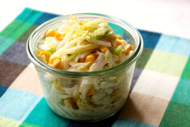 IMG 5304a 人気の定番作り置きレシピ。白菜とコーンのコールスローの簡単作り方。白菜の大量消費におすすめ！