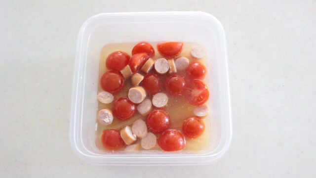 IMG 7203 絶品生トマトのパスタ。トマト缶なしで簡単作り方。和風だしとミニトマトでレンジで本格ソースのレシピ。