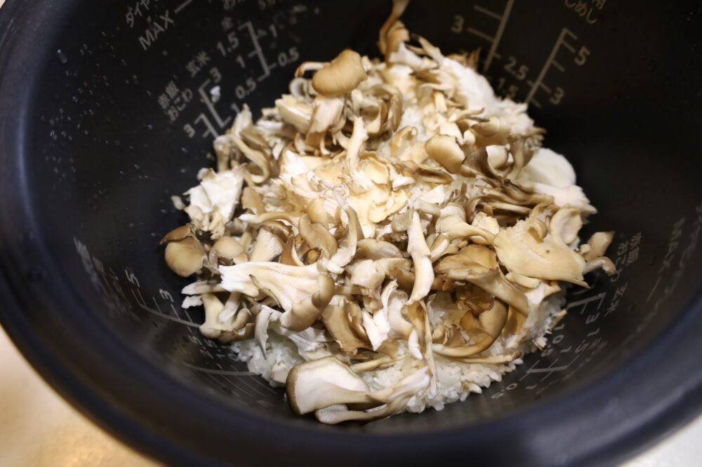 IMG 8866s 人気の鶏肉と舞茸の炊き込みご飯2合のレシピ。めんつゆで簡単作り方！