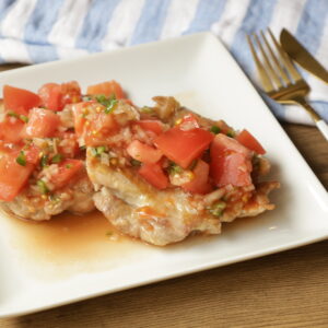 皮パリチキンの生トマトソース