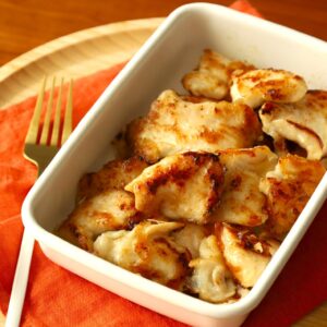 濃厚リッチなおいしさがたまらない「鶏むね肉のうま塩バター」。お弁当にも◎